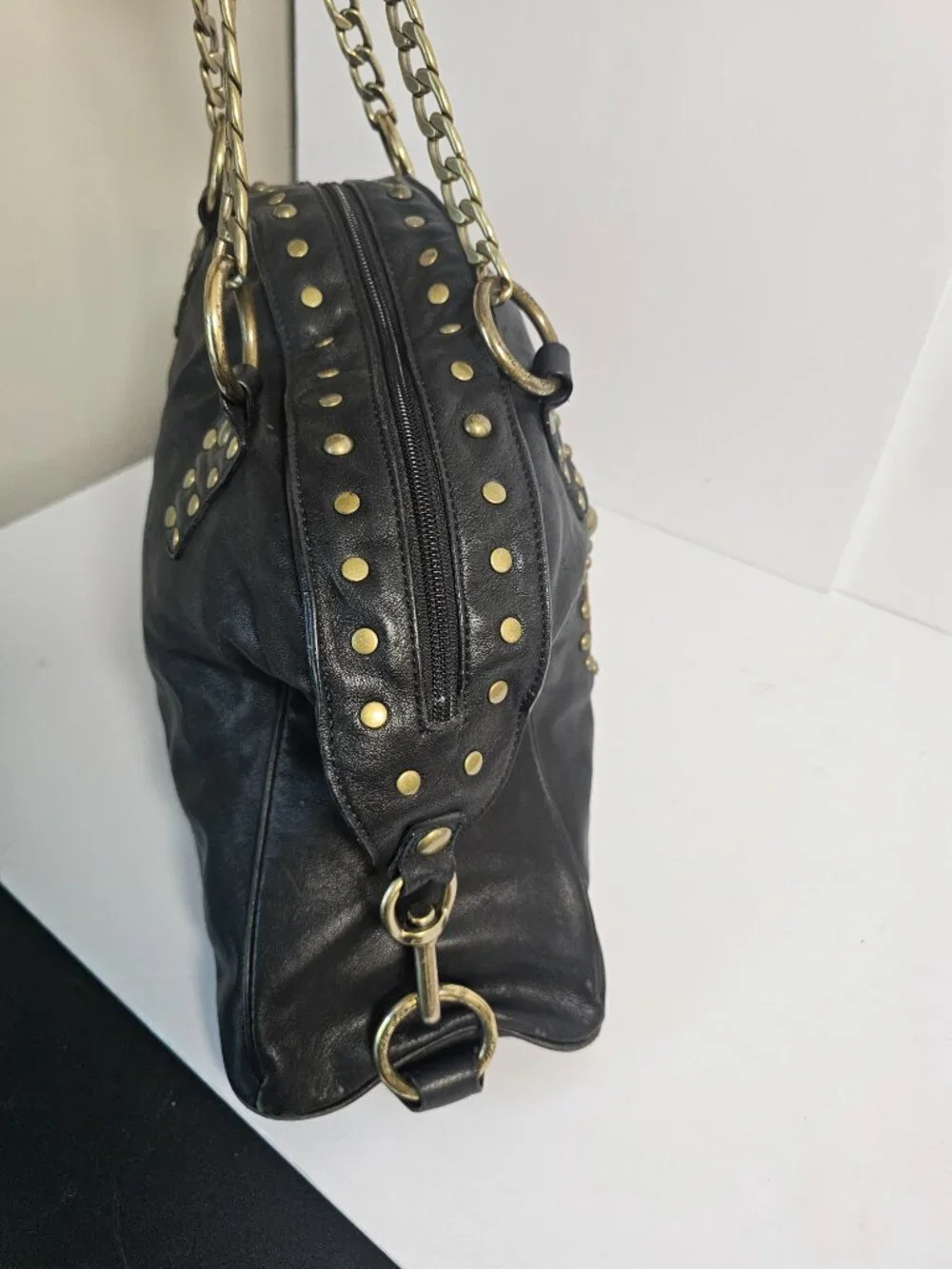Kate Landry Bag Shoulder Y2K Leather Studded Chains Grunge Boho